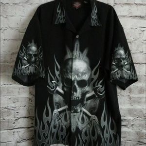 Dragonfly skull with flames men’s XXl shirt